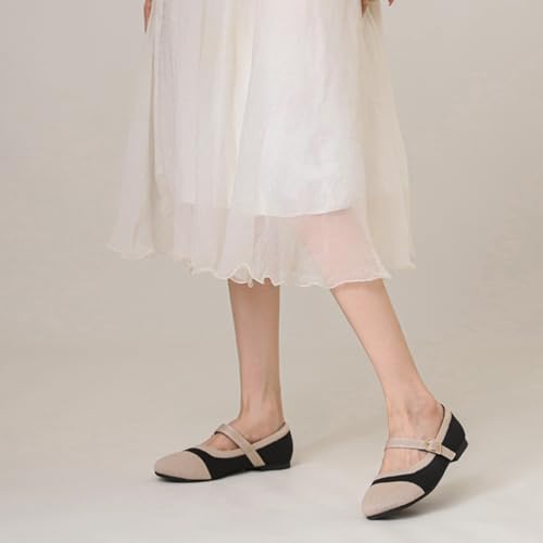 UFEDO Women's Ballet Flats Fishnet Ballerina Flats Wide Width Mary Jane3