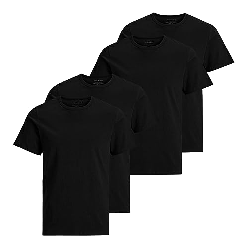Lot de 4 t-shirts basiques col rond homme JACK & JONES en coton pour mode urbaine