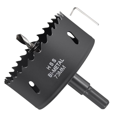 Image of METALLIXITY Bi-Metal Hole Saw 2-7/8", M42 HSS Circular Head 73mm Hole Cutter with Center Drill Bit - for Stainless Steel Hard Steel Sheet, Black
