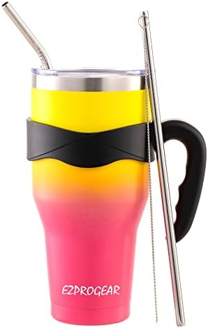 Ezprogear 1180ml (40 oz) Stainless Steel Coffee Tumbler Double Wall Vacuum Insulated Beer Mug Water Cup with Handle (40 oz, Stainless Steel)