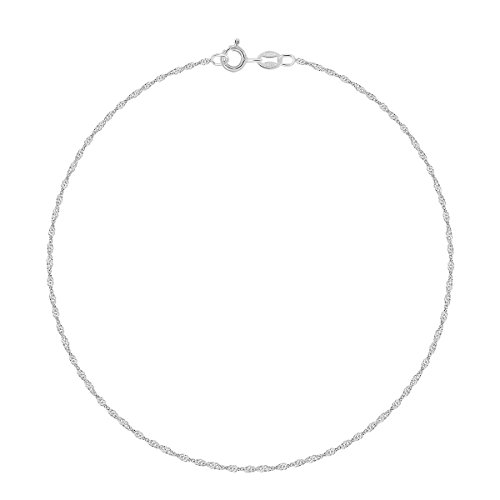 Planetys - Chaîne de Cheville Argent 925/1000 Rhodié Maille Singapour 1 mm Cover