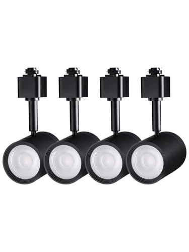 LEONLITE Small Space Series 8.5W LED H Track Lighting Heads, ETL Listed, Dimmable H Track Light Heads for Store Shop Cafe, CRI90, 36° H Track Lighting, 2700K Soft White, Matte Black, Pack of 4