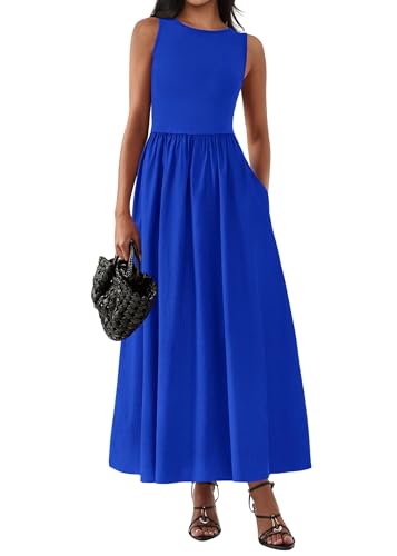Image of KIRUNDO Summe Sleeveless Maxi Dresses for Women 2026 Spring Wedding Guest A Line Tank Elegant Flowy Beach Long Sundress