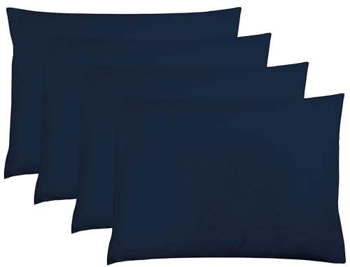 ZPECC Navy Pillow Cases King Size Set of 4, 20x36 Envelope Closure Pillowcases, Soft Plain Brushed Microfiber Covers Hypoallergenic Breathable