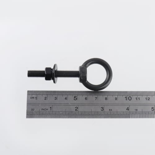 Image of Antrader Lifting Shoulder Eye Bolts,M8 Eye Bolt,M8 x 50mm,Black,6 Sets | Stainless Steel Eyebolts with Lock Nuts,Lock Washers,Flat Washers