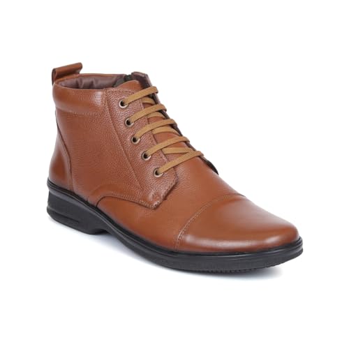 Image of Zoom Shoes High Ankle Genuine Leather Shoes For Men ZA-1165 | Super Comfortable Anti-slip Hiking Boots With Cushioned Insole