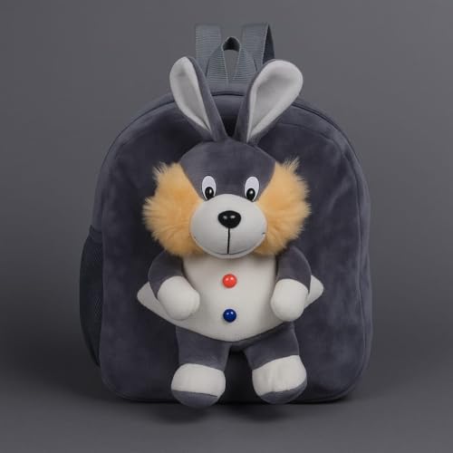 Image of Kids Plush Teddy Backpack - Soft Rabbit School Bag for Toddlers & Preschool, Cute Animal Backpack with Adjustable Straps - Lightweight & Comfortable for Boys & Girls