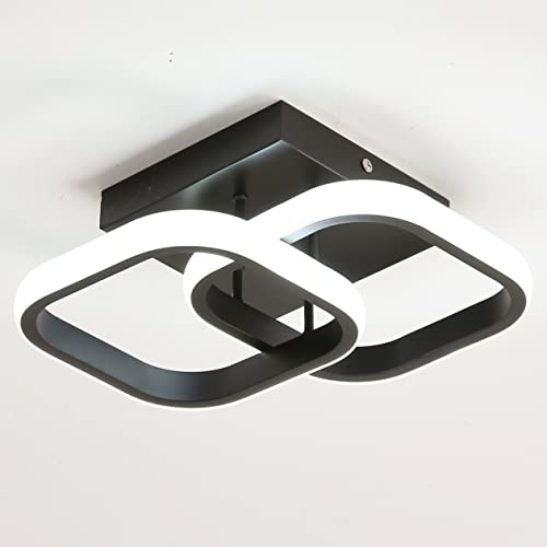 Osairous Plafonnier LED Moderne, Lampe de plafond en Acrylique 22W 2550LM carré Luminaire Plafonnier noir pour Chambre Salon Cuisine Couloir, 6500K lumière Blanche froide
