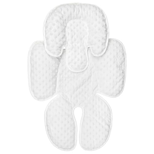 Image of WINGHENLEE 2-in-1 Baby Carseat Head Support, Infant Car Seat Insert for Newborn Girls Boys, Soft Baby Neck Support and Body Cushion for Car Seat, Stroller, Bouncer (White), LW003
