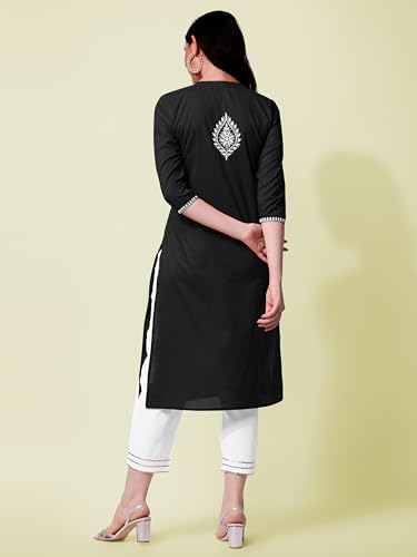 Image of MIRCHI FASHION Pure Cotton Lucknowi Chikankari Embroidered Kurta Set | Straight Fit Kurta Pant Outfit | Ethnic Office Wear & Daily Style 2 Piece Collection