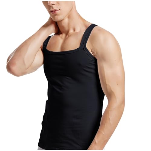 Finelylove Mens Tank Top Undershirt G-Unit Style Summer Tank Tops Square Cut Muscle Rib A-Shirt Gym Muscle Tank Top2