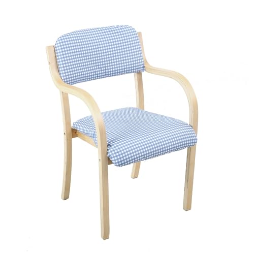 Chaise de Table en Bois Massif FANDIAO Finition Premium et Tissu Bleu