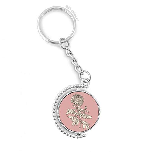 Keyholder rotatif chrysanthème noir et blanc 1,2 x 3,5 pouces de finition fine