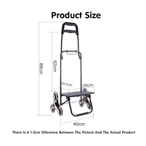 Carrello pieghevole per scale a 6 ruote Carrello per la spesa in acciaio inossidabile resistente Capacità 25 kg Carrello portatile Utility per la spesa domestica e uso esterno