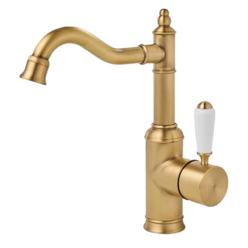 Robinet de Cuisine Vintage Mitigeur Cuisine en Laiton Rétro Mitigeur Robinet Evier de Cuisine Rotatif à 360 ° Robinetterie de Lavabo Salle de Bain,Bronze