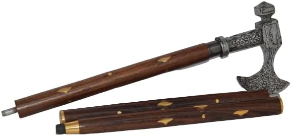 Miniatura 9 de Bastón plegable con mango plateado de hacha, regalo asequible, decorativo, para hombres, mujeres, ancianos, abuelos. Artículo para regalos