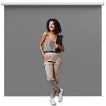 Wider Style KHOMO Gear Grey Screen 84 x 84 inch Extra Large Pull Down Backdrop Portable Collapsible Roll Down Projector Screen Gray Screen for Video, Streaming, and Photography