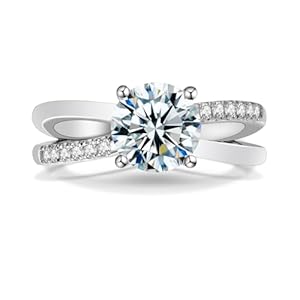 Moissanite Engagement Rings for Women,Moissanite Wedding Ring 2CT D Color VVS1 Moissanite Rings for Women,925 Sterling Silver Promise Rings for Her