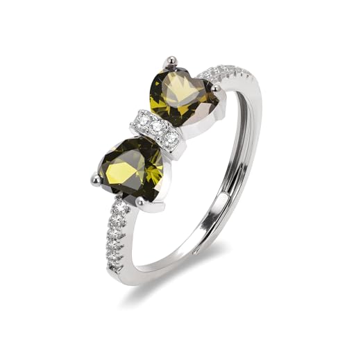 Raicegs Silver August August Birthstone Rings for Women Heart Cubic Zirconia Gemstone Adjustable Ring Personalized Jewelry Dainty Birthday Gifts for Her Mom
