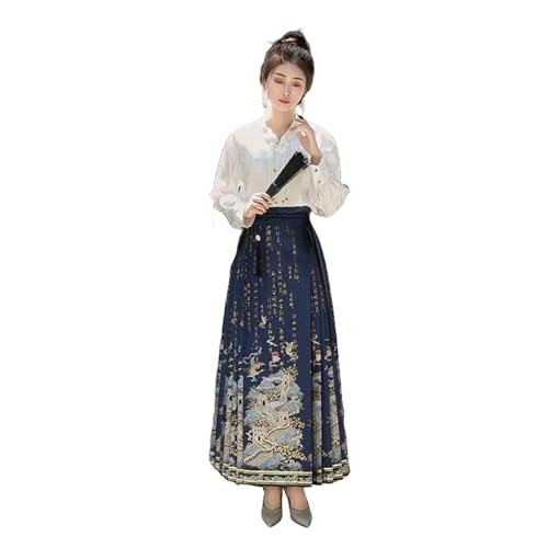 Jupe Hanfu visage de cheval coupe confortable style chinois brocart doré