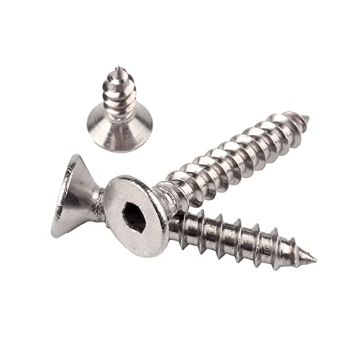 ORANXIN M4 x 25mm 20 Pcs Cabeza plana Tornillos autorroscantes Acero inoxidable 304 Avellanado Autoperforantes Hexágono interior Tornillos para madera Cover