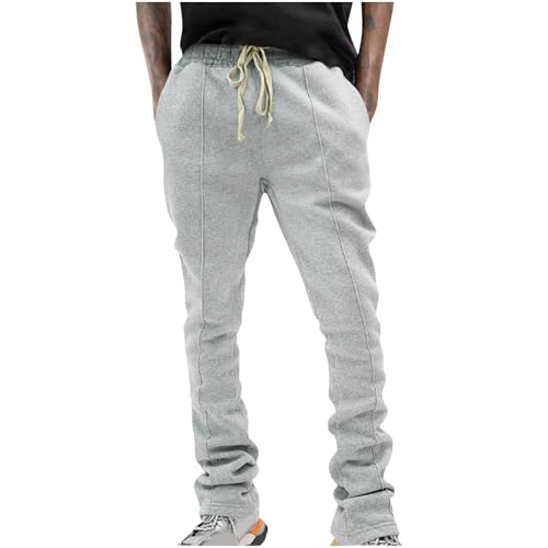 Mens Stacked Flared Joggers Pants Casual Elastic Waist Trendy Trousers Stretch Lightweight Fashion Clothing Vacation