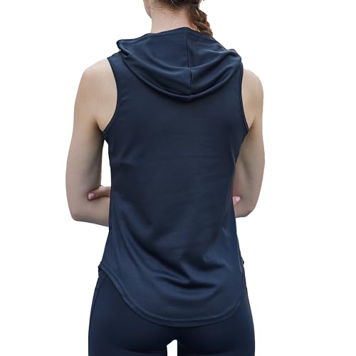 Womens Workout Hooded Tank Yoga Tops Running Shirts Quick Dry Gym Sleeveless Hoodie Black US Size L by ROGUDUA - Used condition - US$8.58