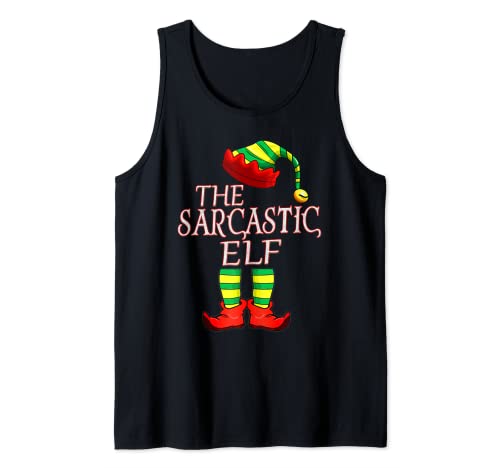 Sarcastic Elf Xmas Matching Family Christmas Holiday Costume Camiseta sin Mangas