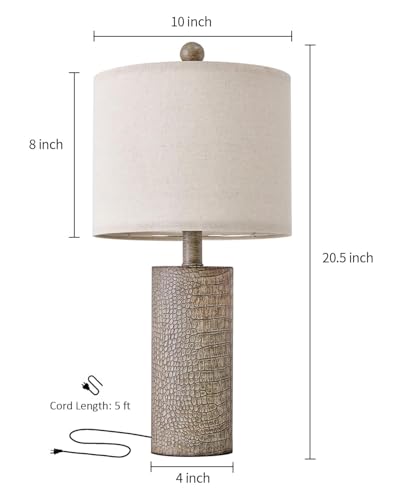 G-Safava 20.5 Inch Farmhouse Lamp Single Resin Table Lamps For Living Room Bedroom Entryway Table Office Dorm Boho Nightstand Small Table Lamp Industrial End Side Table Lamps Gray thumb #6