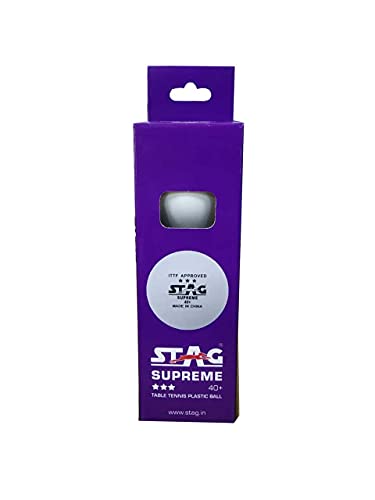 STAG Supreme Plastic Table Tennis Balls, Size Standard, (White)