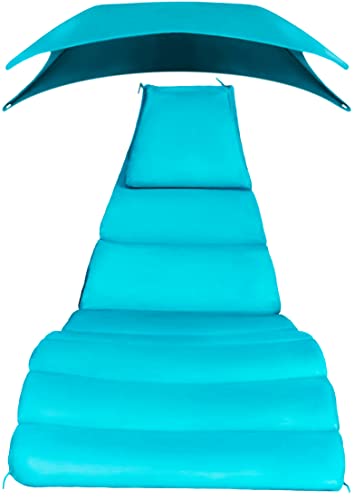 Weatherproof Replacement Cushion Pad and Umbrella for Hanging Lounge Chair Outdoor Chaise Hanging Hammock Chair - Long-Lasting, Fade-Resistant, Quick-Dry, Outdoor Lounge Replacement Set (Light Blue)