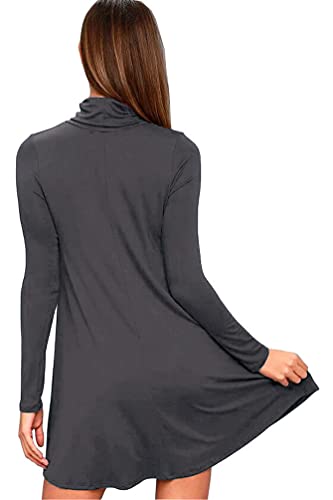 Image of KEEDONE Women's Long Sleeve Turtleneck Casual Loose T-Shirt Dresses