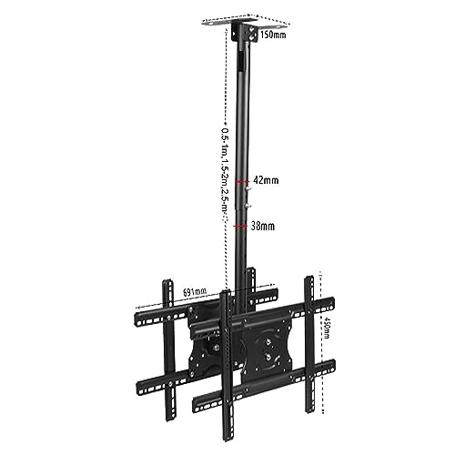 Support TV plafond télescopique orientable pour deux écrans plats de 32 à 65 pouces - 3