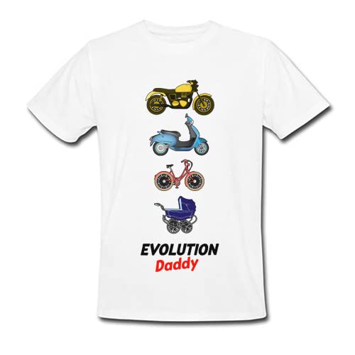 Pacchetto Famiglia Maglietta Uomo e Body Bimbo Neonato Coppia Evolution Daddy Baby Padre e Figlio! Moto e Passeggino!