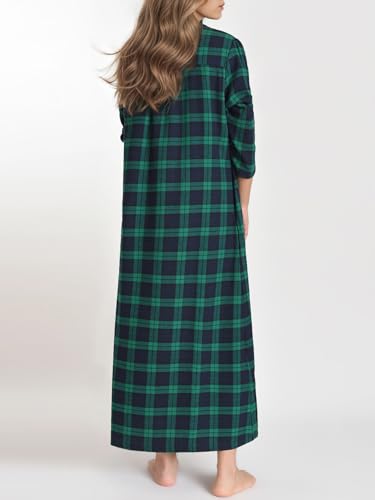 Latuza Women's 3/4 Sleeve Flannel Nightgown Long Cotton Night Gowns2