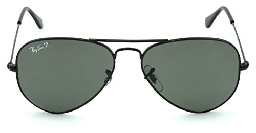 Ray-Ban RB3025 Unisex Aviator Polarized Sunglasses (Black Frame/Green Polarized Lens 002/58, 58)2