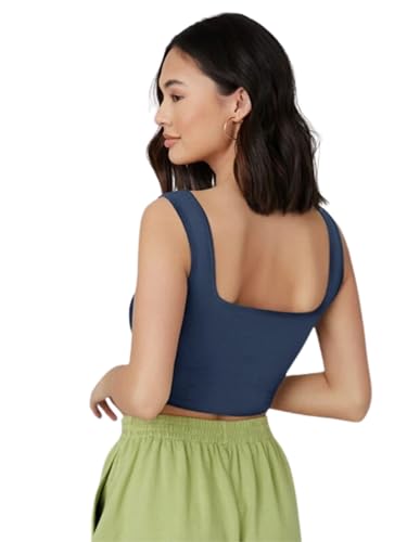 Image of Ben Martin Women's Cotton Stretchable Square Neck Sleeveless Tank Top
