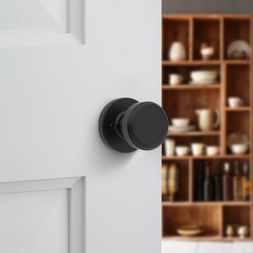 Image of Kwikset Maven Decorative Door Knob for French and Closet Doors, Matte Black