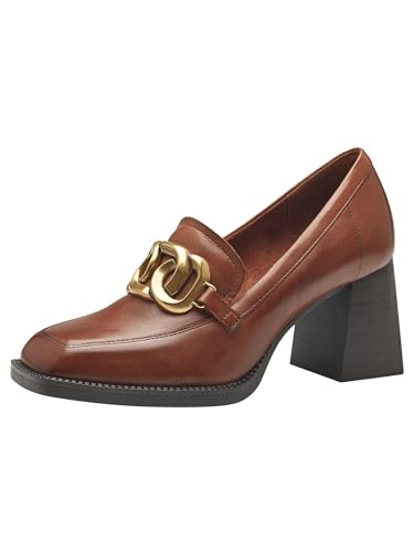 Tamaris Damen Trotteur Leder bequem; Cognac, EU 39