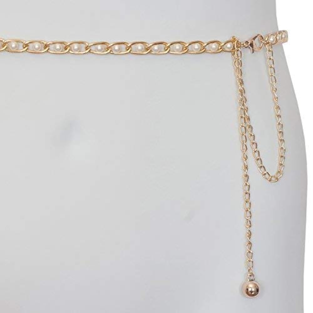 eVogues Plus Size Faux Pearl Gold Chain Link Adjustable