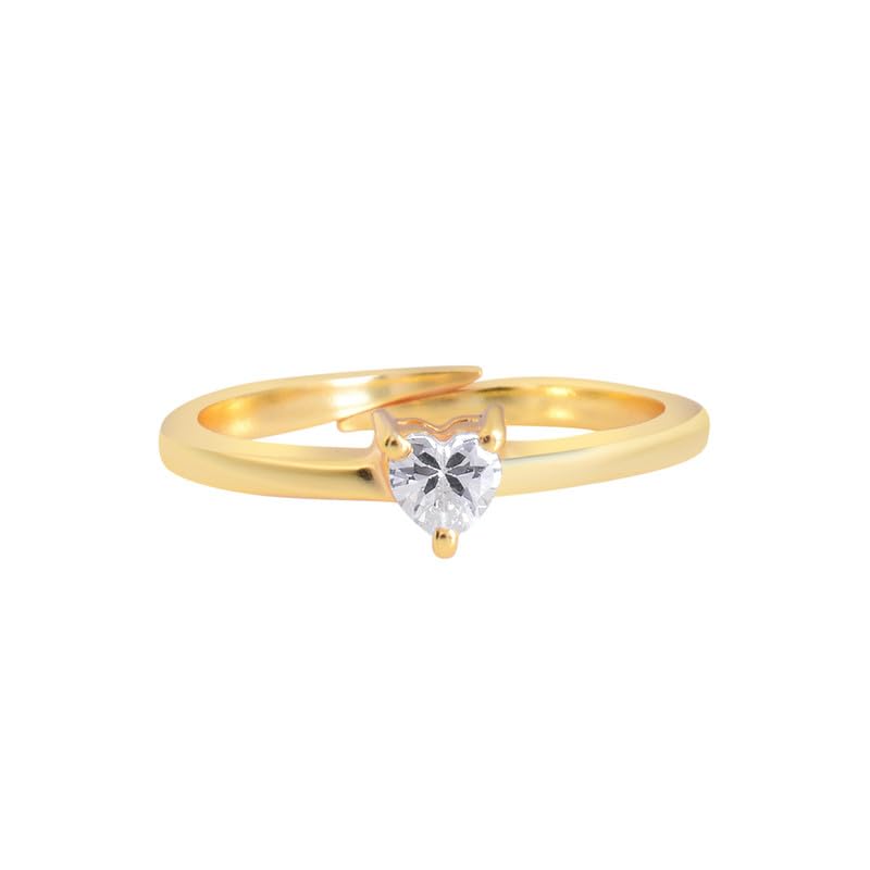 CUMATRIX Heart of Gold Ring | White Cubic Zirconia Gemstone Jewelry | Gifts For Women And Girls (B0CT8FPB27) Amazon Price History, Amazon Price Tracker