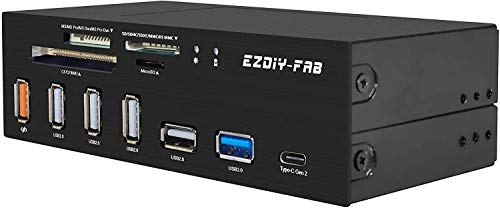 EasyDiy 5.25"インチベイPCフロントパネル内部カードリーダーUSBハブ、USB 3.1 Gen2 Type-Cポート、、USB 3.0コンピューター用M2 SD MS XD CF TFカードをサポート、5.25インチコンピューターシャーシのフロントブラケットに適合 EasyDiy 5.25"インチベイPCフロントパネル内部カードリーダーUSBハブ、USB 3.1 Gen2 Type-Cポート、、USB 3.0コンピューター用M2 SD MS XD CF TFカードをサポート、5.25インチコンピューターシャーシのフロントブラケットに適合