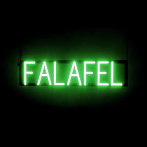 Image of SpellBrite LED Neon FALAFEL Sign for Business - Green, 26 inch x 6 inch | Ultra-Bright Click-Together Signage for Restaurants, with Visibility from 500 Feet - 8 Animations, 6 Brightness Settings