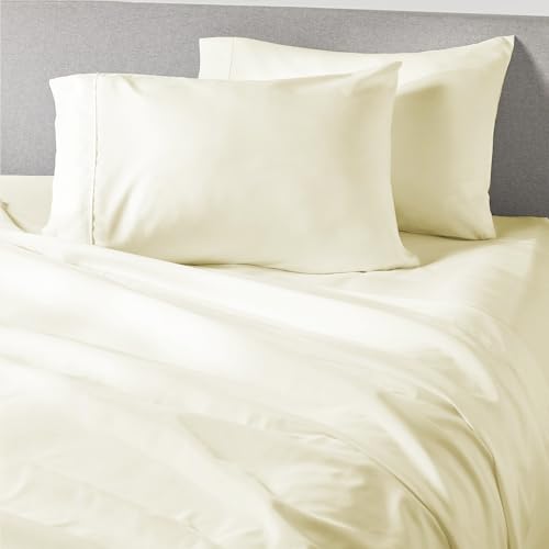 PeachSkinSheets Cooling Bed Sheets for Hot Sleepers - Ultra-Soft Breathable Peachskin Performance Fabric Moisture-Wicking Deep Pocket Sheet Set Oeko-TEX (Queen Size Vanilla Bean)