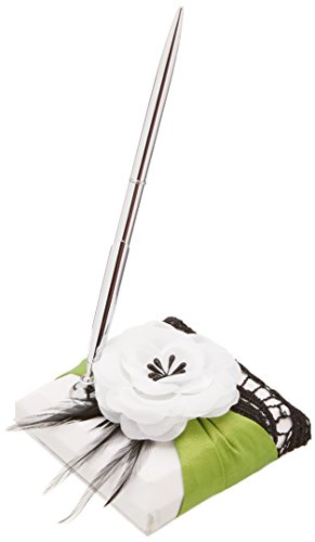 Lillian Rose Green Black Lace Flower Wedding Guest Book Pen, Multi