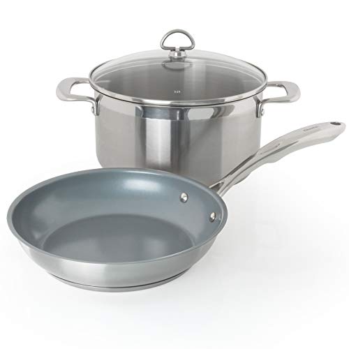 Comparison: Best Chantal Stainless Steel Cookware 8 Chantal Induction 21 Steel 3-pc Pasta Set; includes 10" ceramic NonStick Fry Pan & 6 qt Stainless Steel Stock Pot; Brushed Stainless Steel