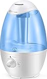 Ultrasonic Cool Mist Humidifier - Best Air Humidifiers for Bedroom/Living Room/Baby with Night Light - Whole House Solution - Large 3L Water Tank - Auto Shut Off and Filter-Free - 2 YEAR WARRANTY