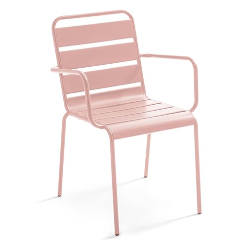 Oviala Fauteuil de Jardin en métal Rose poudré - Palavas