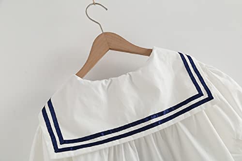 CORIRESHA Girls Cute Bow Sailor Collar Short Sleeve Striped Print Preppy Shirt4