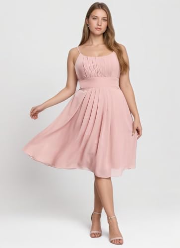 Chiffon Square Neck Bridesmaid Dresses with Pockets Short Pleated Formal Gowns for Women 2025 with Straps4